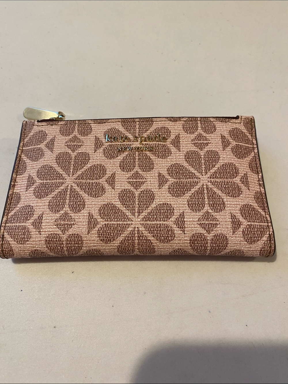 kate spade Rose Gold Floral Zip Card Wallet
